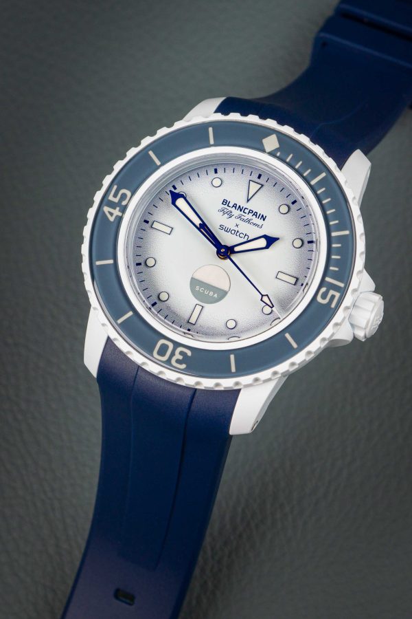 Navy Blue Rubber Strap for Blancpain Fifty Fathoms X Swatch Collaboration.