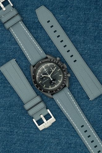 Grey Rubber wach strap - Textured - With Contrast Stitchning